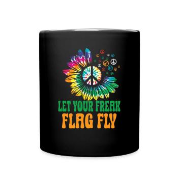 Hippie Peace Sign Peace Flowers Flower Child - Full Colour Mug - black - Front