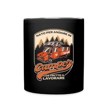 Wohnmobil | Camping | Wohnmobil | Karawane - Tasse einfarbig - Schwarz - Vorne