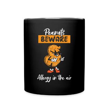 Erdnüsse Vorsicht Allergie In Der Luft - Tasse einfarbig - Schwarz - Vorne