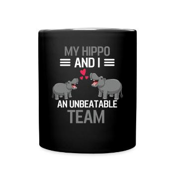 Mein Hippo und ich Afrika Tier Lustiges Nilpferd - Tasse einfarbig - Schwarz - Vorne