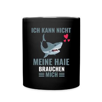 Raubtier Tierliebhaber Ozean Tier Geschenk Hai - Tasse einfarbig - Schwarz - Vorne
