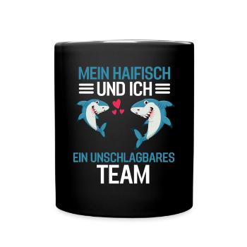 Ozean Tierliebhaber Meerestier Lustiges Haifisch - Tasse einfarbig - Schwarz - Vorne