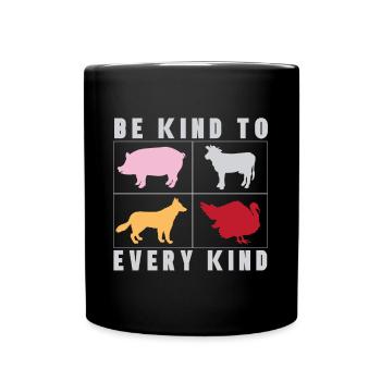 Vegan Fleischlos Tierlieb & Veganer - Tasse einfarbig - Schwarz - Vorne