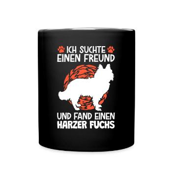 Suchte Freund und fand Harzer Fuchs Hütehund - Tasse einfarbig - Schwarz - Vorne