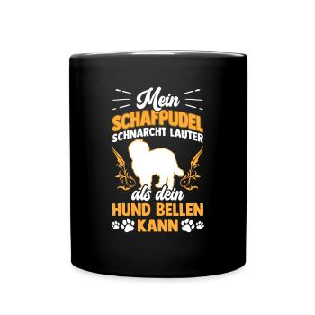 Schafpudel schnarcht laut altdeutscher Hütepudel - Tasse einfarbig - Schwarz - Vorne