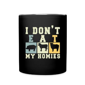 Vegan Fleischlos Tierlieb & Veganer - Tasse einfarbig - Schwarz - Vorne