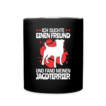 Suchte einen Freund und fand meinen Jagdterrier - Tasse einfarbig - Schwarz - Vorne