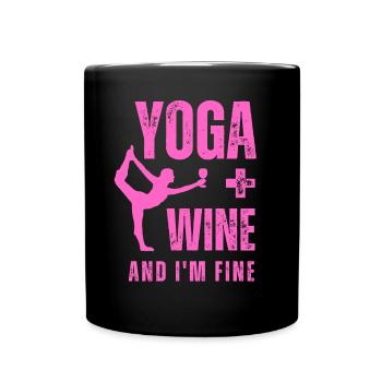 Yoga Wein Weinliebhaber Meditation Sport Freizet - Tasse einfarbig - Schwarz - Vorne
