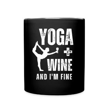 Yoga Wein Weinliebhaber Meditation Sport Freizet - Tasse einfarbig - Schwarz - Vorne