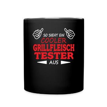 Grillen und Camper Geschenkidee - Tasse einfarbig - Schwarz - Vorne