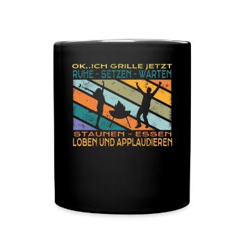 Grillen und Camper Geschenkidee - Tasse einfarbig - Schwarz - Vorne