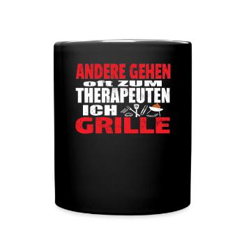 Grillen und Camper Geschenkidee - Tasse einfarbig - Schwarz - Vorne