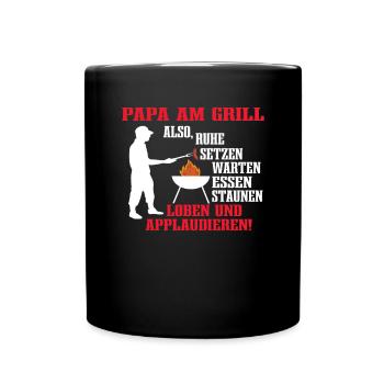 Grillen und Camper Geschenkidee - Tasse einfarbig - Schwarz - Vorne