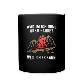 Fahrrad Rennrad fahren Radsport ohne Akku - Tasse einfarbig - Schwarz - Vorne