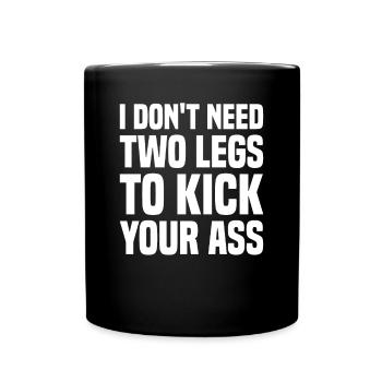 Leg amputation prosthesis - Full Colour Mug - black - Front