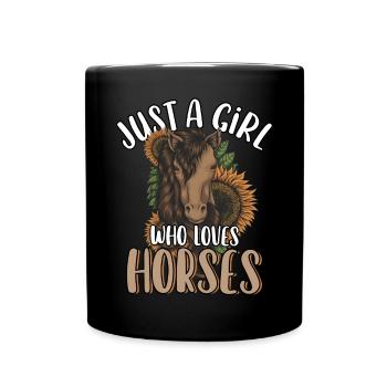 Juste une fille qui aime les chevaux Tournesol Cheval mignon - Mug uni - noir - Devant