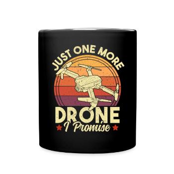 Retro Sunset Funny Drone Pilot Quadcopter Drone - Full Colour Mug - black - Front