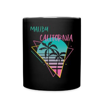 California Malibu Palm Ocean Surfing - Full Colour Mug - black - Front