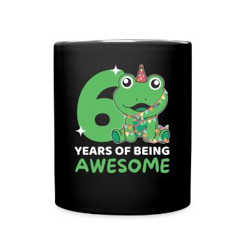 Grenouille pour 6e anniversaire Enfants de six ans - Mug uni - noir - Devant
