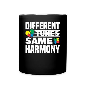 Autism Awareness Month Puzzle Music Heart - Full Colour Mug - black - Front