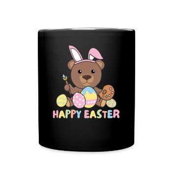 joyeux ours de Pâques avec œufs de Pâques - Mug uni - noir - Devant