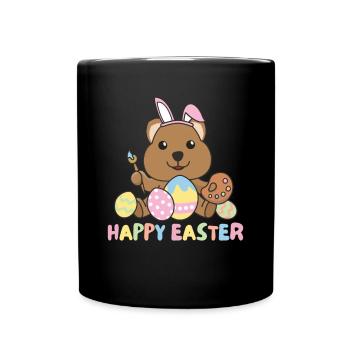joyeuses Pâques douces quokka de Pâques avec œufs de Pâques - Mug uni - noir - Devant
