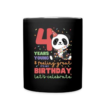 Panda for 4th birthday children four years old - Full Colour Mug - black - Front