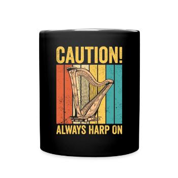 Harfenspieler Harfenist Retro - Tasse einfarbig - Schwarz - Vorne