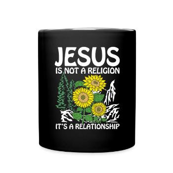 Jesus is not a religion it s a relationship - Tasse einfarbig - Schwarz - Vorne