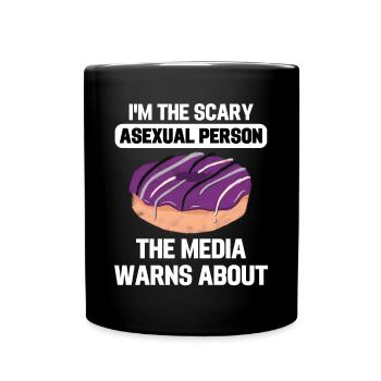 Ace Pride Donut LGBT Lustiges Geschenk Asexuell - Tasse einfarbig - Schwarz - Vorne