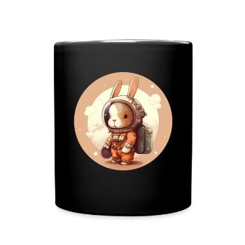 Cute bunny with balloons Easter space - Full Colour Mug - black - Front
