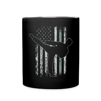Capoeira Retro USA Flag Martial Arts 4th of July - Full Colour Mug - black - Front
