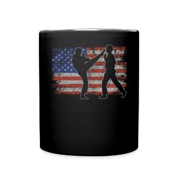 Capoeira Retro USA Flag Martial Arts 4th of July - Full Colour Mug - black - Front