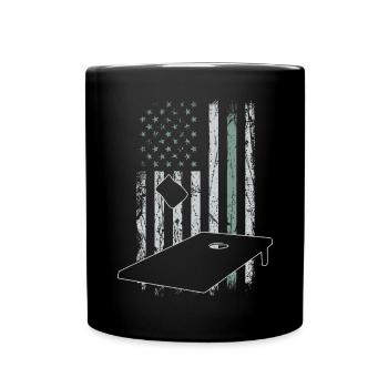 Cornhole Retro USA Flag Baggo 4 juillet - Mug uni - noir - Devant