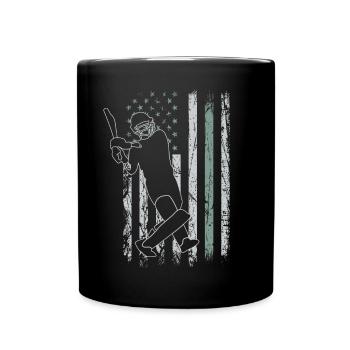 Cricket Retro USA Flag 4th of July - Full Colour Mug - black - Front