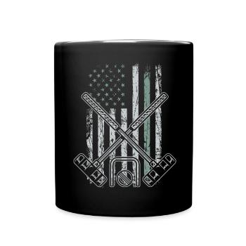 Krocket Retro USA Flagge 4th of July - Tasse einfarbig - Schwarz - Vorne