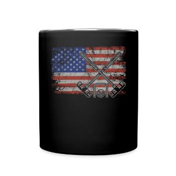 Krocket Retro USA Flagge 4th of July - Tasse einfarbig - Schwarz - Vorne