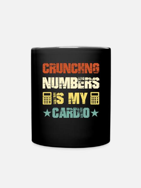 Crunching Numbers is My Cardio Accounting Vintage - Full Colour Mug - black