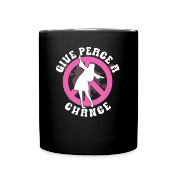 Hippie Peace Zeichen Frieden Blumen Blumenkind - Tasse einfarbig - Schwarz - Vorne