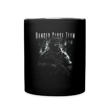 Gefahr Schließen Team - Tasse einfarbig - Schwarz - Vorne