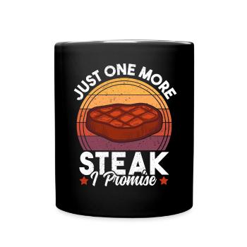 Nur noch ein Steak Ich verspreche lustigen Retro-Sonnenuntergang - Tasse einfarbig - Schwarz - Vorne