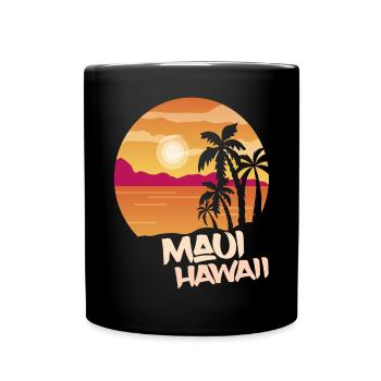 Maui Hawaï Palmiers Plage Vacances Océan Surf - Mug uni - noir - Devant