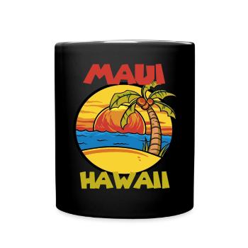 Maui-Palmen-Hawaii-Ferien-Ozean-Surfen - Tasse einfarbig - Schwarz - Vorne