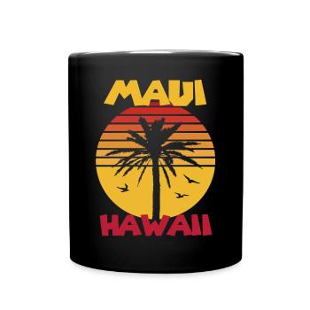 Maui Urlaub Hawaii Palmen Strand Ozean Surfen - Tasse einfarbig - Schwarz - Vorne