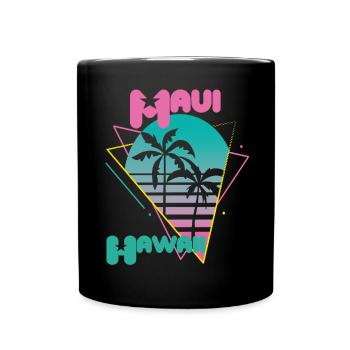 Vacances rétro Maui Hawaï Palmiers Plage Océan - Mug uni - noir - Devant