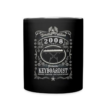 Vintage 2008 Keyboardist Birthday Gift Hobby - Full Colour Mug - black - Front