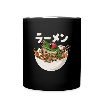 Frog eats Japanese ramen soup - Full Colour Mug - black - Front