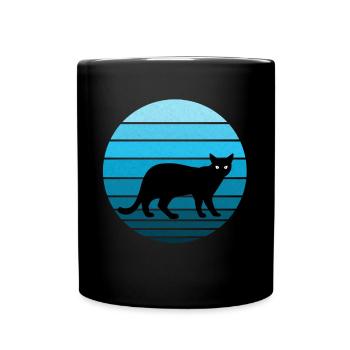 Mignon chat noir au look vintage / rétro - Mug uni - noir - Devant