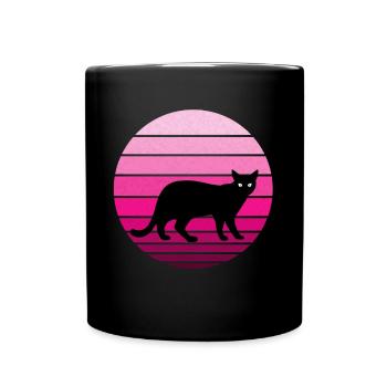 Mignon chat noir au look vintage / rétro - Mug uni - noir - Devant