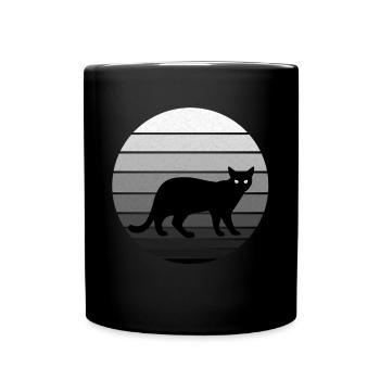 Mignon chat noir au look vintage / rétro - Mug uni - noir - Devant
